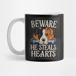 Beware of dog, he steals hearts a funny quote Mug